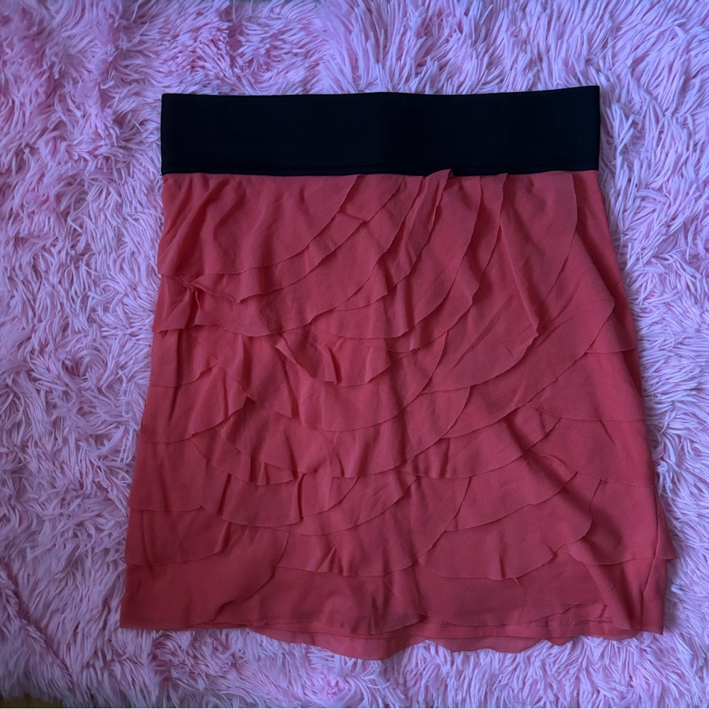 Express sz S orange skirt with layers of ruffles and elastic waist